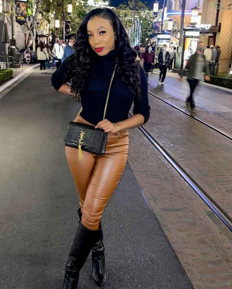 “Hot Coco” High Waisted Faux Leather Pants