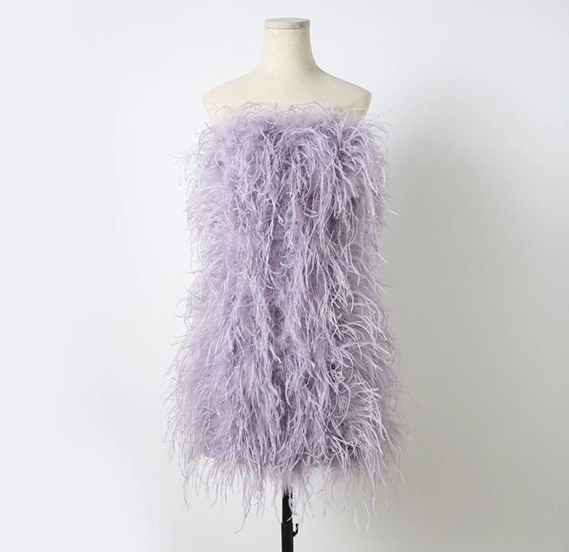 Fall In Love Ostrich Feathers Dress