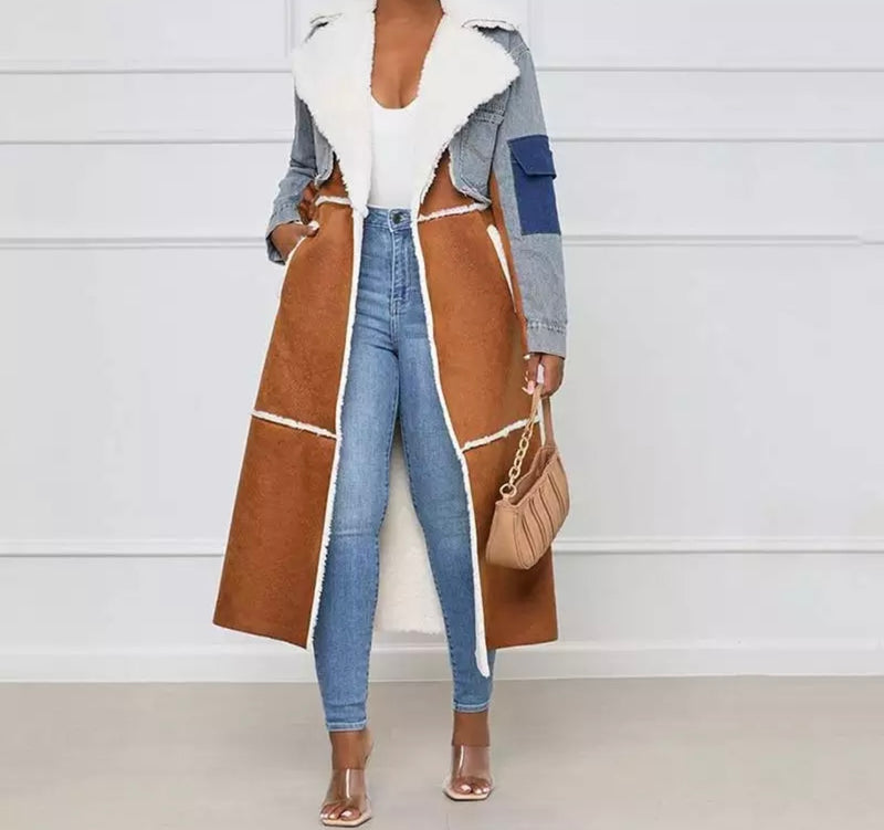 “Patched Up” Denim Trench Coat