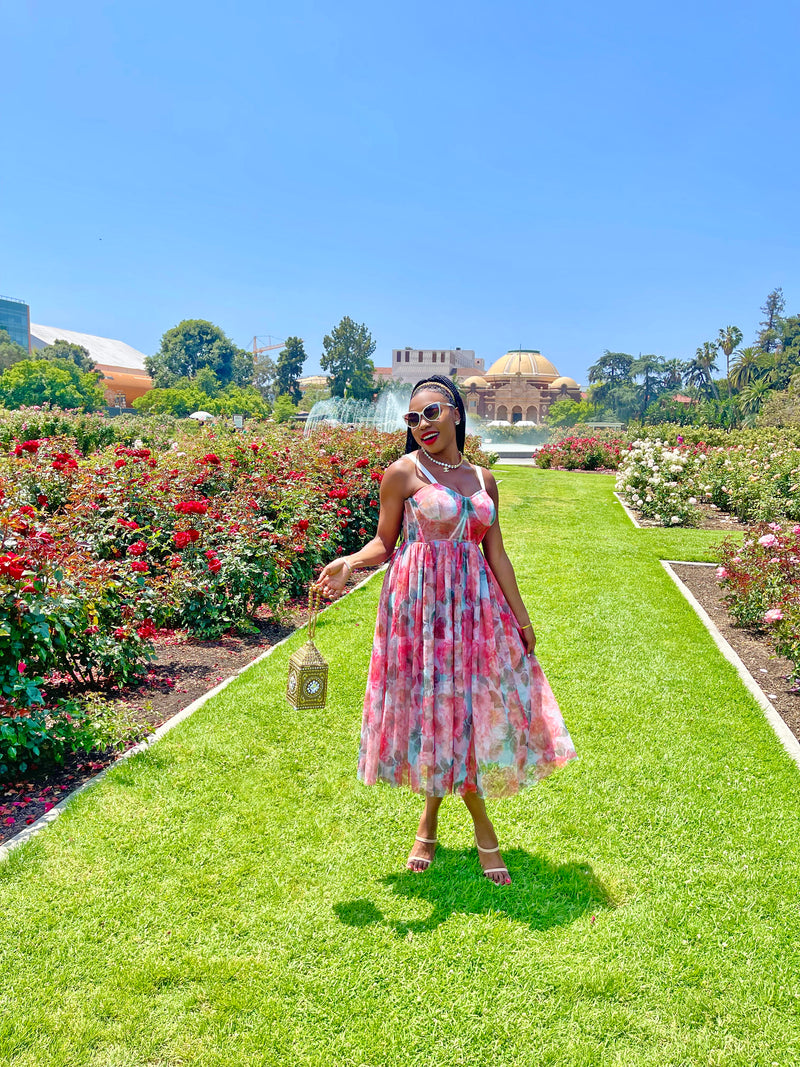 “Elegance” Floral A Line Midi Dress