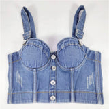 "Denim Party" Corset Crop Top