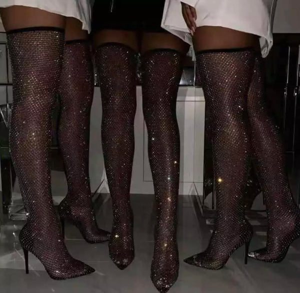 “Watch This” Diamond Over The Knee Boots