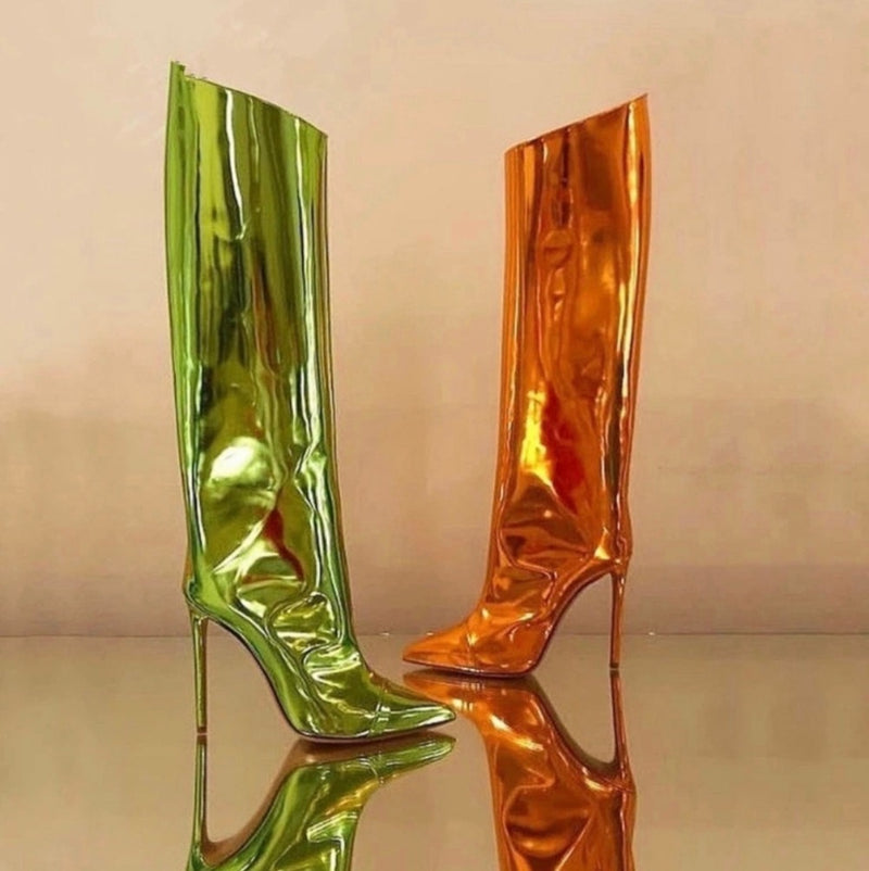 “Mirror Mirror” Pointed Toe Heel Boots