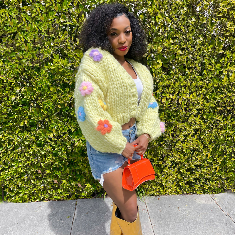 Super Chunky Floral  Knit Sweater