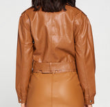 Brown Biker Chick Faux Leather Coat