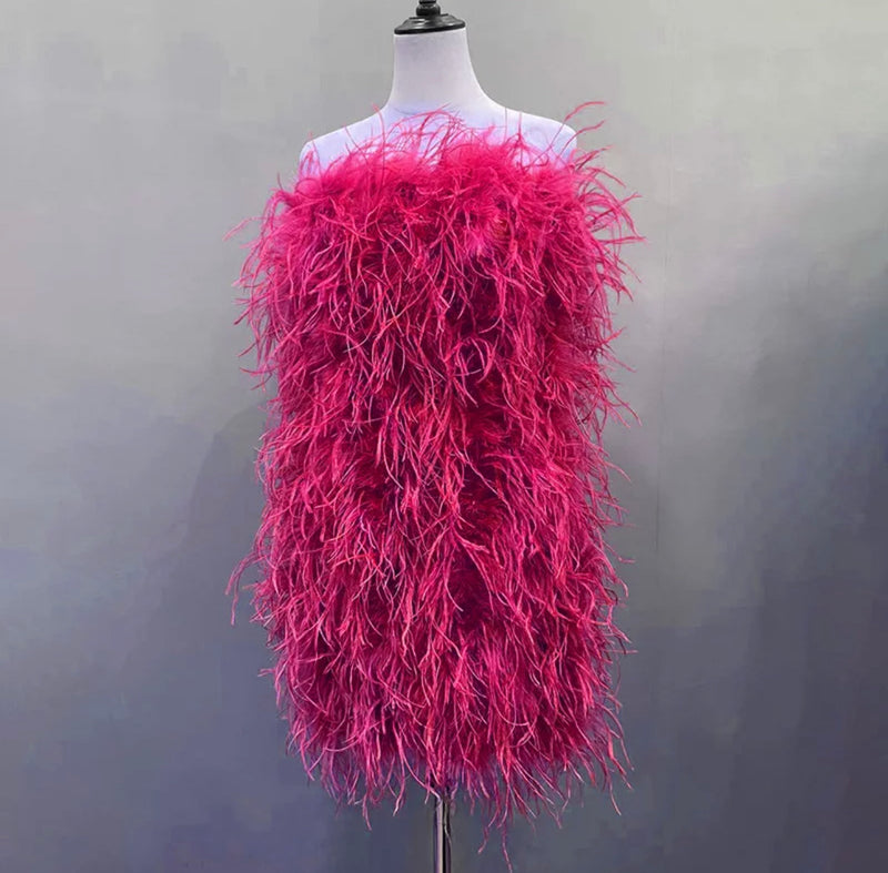 Fall In Love Ostrich Feathers Dress